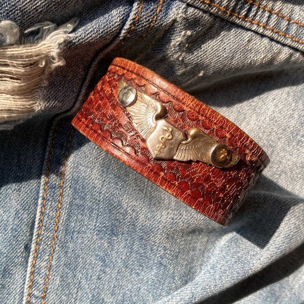 Leather cuff, medical theme